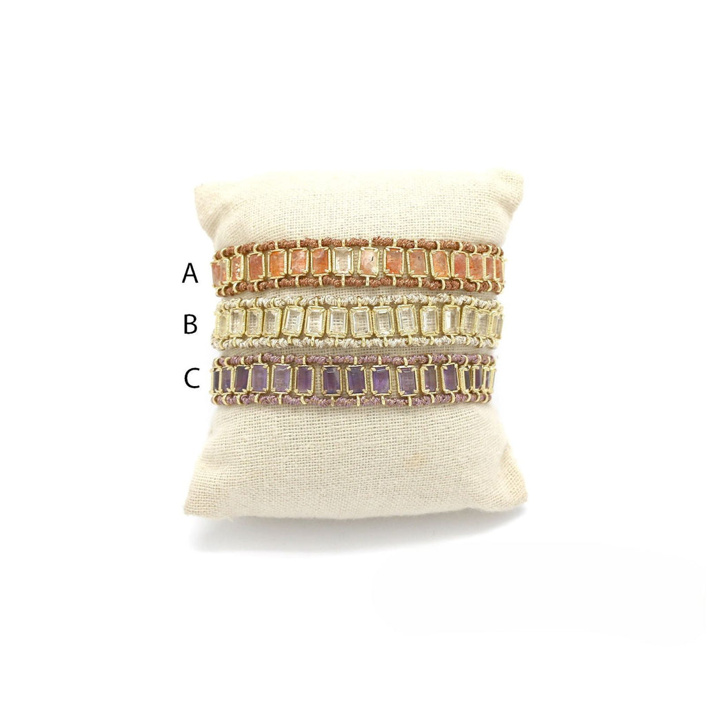 Braided <br/> Wire Bracelet <br/> with Rectangular Stones C