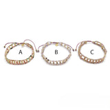Double-Strand Beaded Bracelet <br/> w/ Oval Rhinestones B