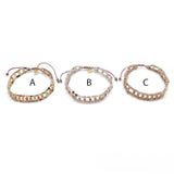 Double-Strand Beaded Bracelet <br/> w/ Oval Rhinestones C