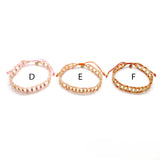 Double-Strand Beaded Bracelet <br/> w/ Oval Rhinestones D