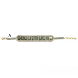 Cord Bracelet <br/> w/ 10 Rectangular Stones - A