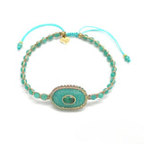 Oval Braided <br/> Natural Stone Bracelet <br/> Amazonite