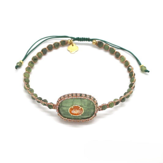 Oval Braided <br/> Natural Stone Bracelet <br/> Peridot