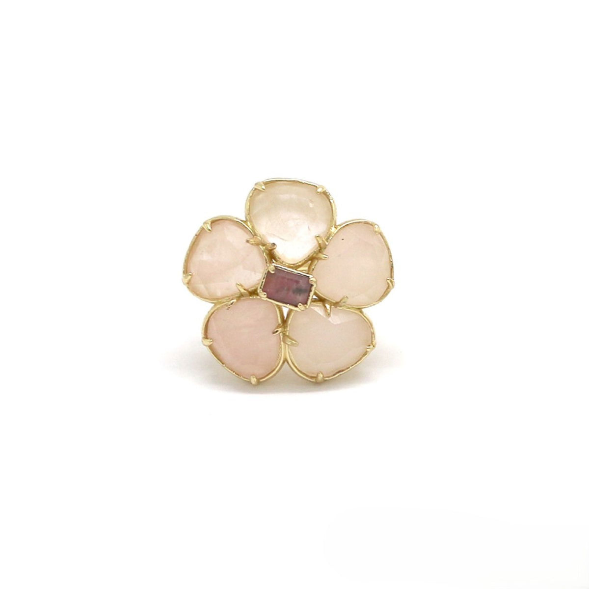 Natural Stone 5-Petal Ring <br/> Rose Quartz