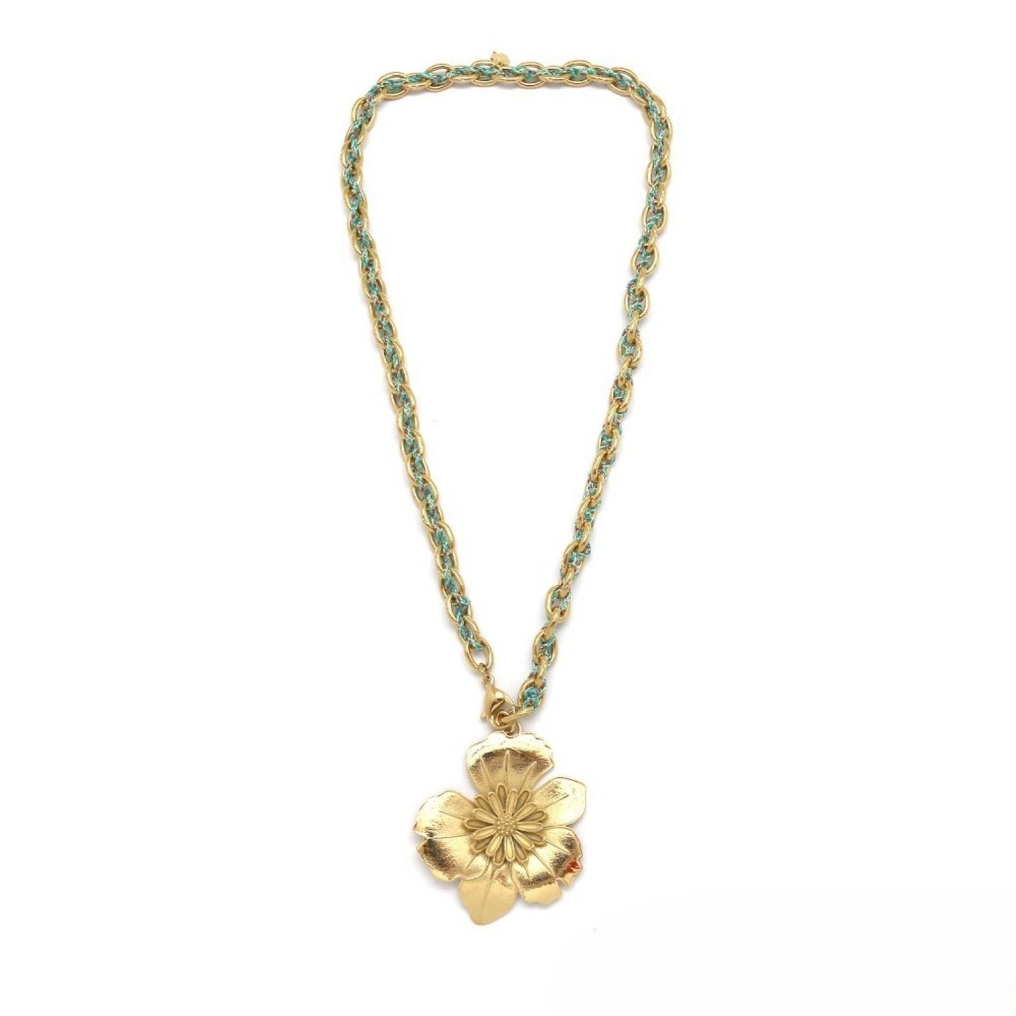 Gold Camellia <br/> Braided Wire Chain Necklace
