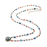 Long Chain Necklace <br/> w/ Multi-Stone Pyrite/Agate