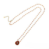 Carnelian/Amethyst Teardrop <br/> Beaded Chain Necklace