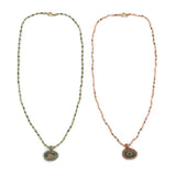 Braided & Oval Teardrop <br/> Beaded Wire Necklace Rock A