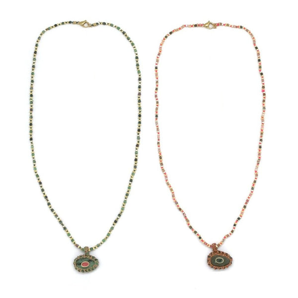 Braided & Oval <br/>Teardrop Beaded <br/> Wire Necklace Rock A