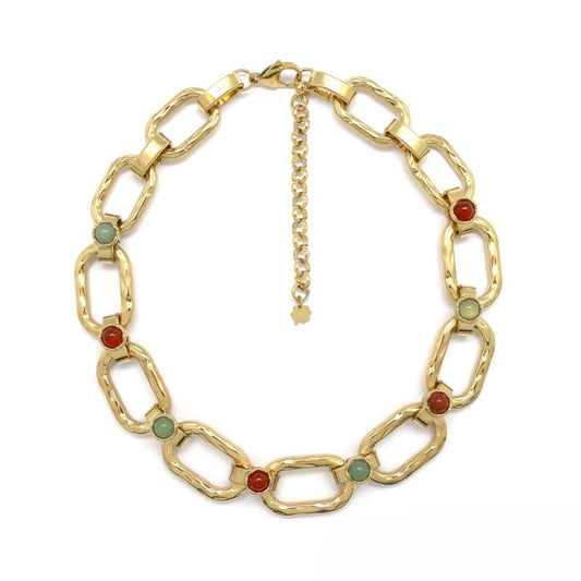 Gold-tone <br/> Rectangular Link Chain Necklace Multi