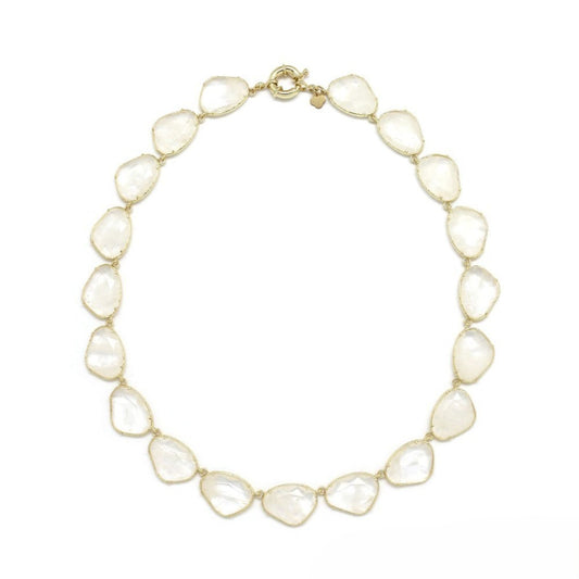Oval Stone <br/> Buoy Clasp Necklace <br/> Rock Crystal