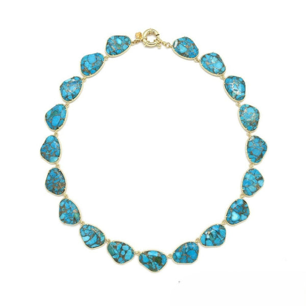 Buoy Clasp Necklace <br/> w/ Rounded Triangle Stones <br/> Turquoise Mohave