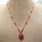 Beaded Wire Necklace <br/> with Oval Pendant - A