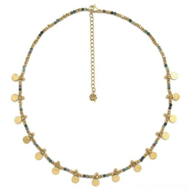 Hematite/Ruby/Zoisite <br/> Beaded Necklace <br/> w/ 15 Sequins