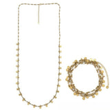 Gold-plated <br/> Hematite & Mother-of-Pearl <br/> Beaded Necklace