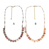 Rhodonite/Sunstone <br/> Beaded Necklace <br/> Water Drop - B