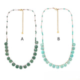 Moss Agate Beaded <br/> Wire Necklace Water Drop - A