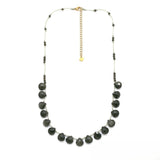 Beaded Chain Necklace <br/> w/ Teardrop Stones(Obsidian)