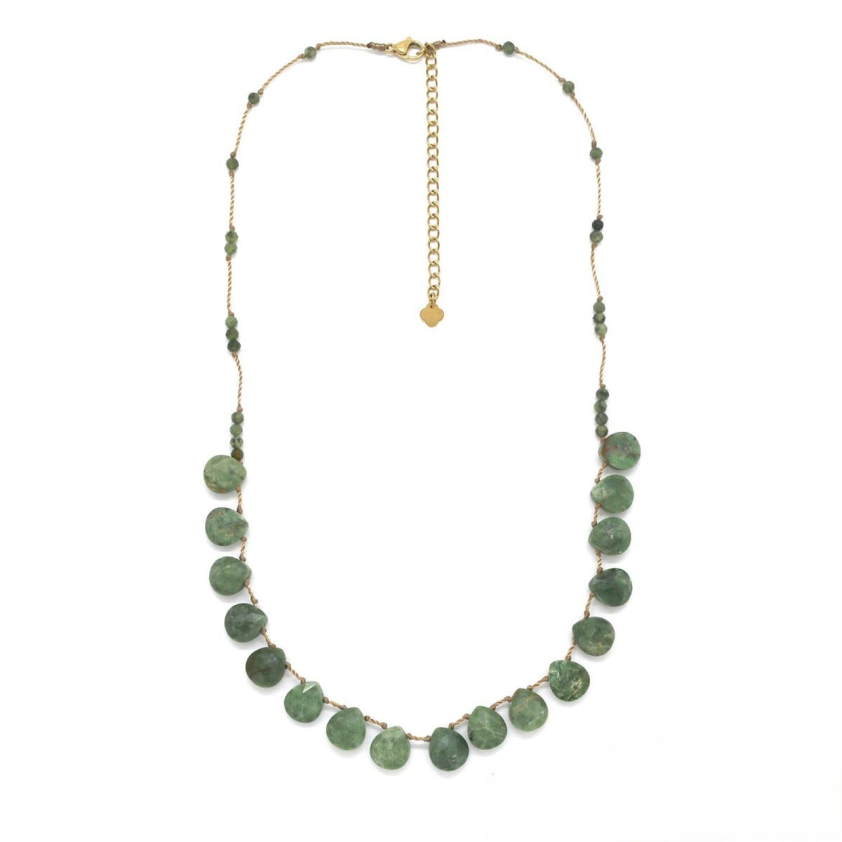 Beaded Chain Necklace <br/> w/ Teardrop Stone(Variscite)