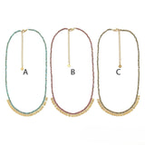 Apatite Beaded Wire Necklace <br/> w/ Gold Highlights A