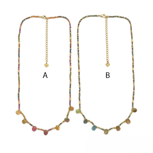 7-Drop Multi-Stone Necklace - A