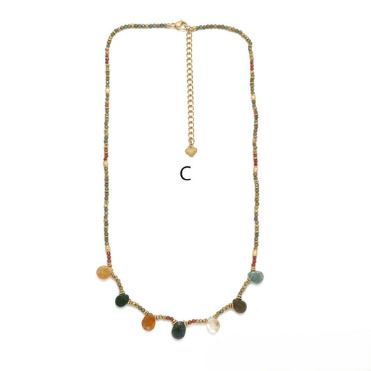 7-drop Multi-Stone Necklace C