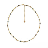 Gold Bar Necklace <br/> w/ Multi-Stone Beads