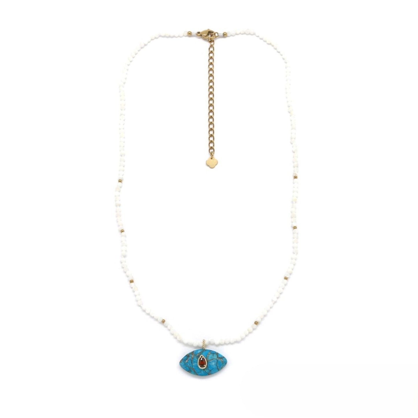 Mother-of-Pearl Necklace <br/> w/Turq Mohave Eye Pendant