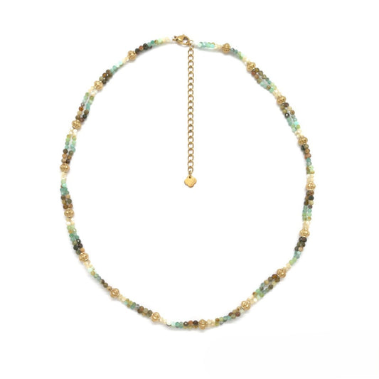 Rainbow Beaded <br/> Double-strand Necklace <br/> Green