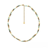 Rainbow Beaded <br/> Double-strand Necklace <br/> Green