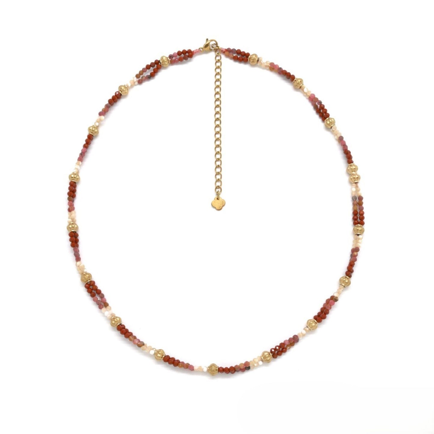 Rainbow Beaded <br/> Double-Strand Necklace <br/> Red