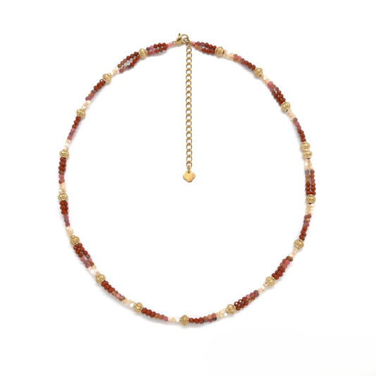 Rainbow Beaded <br/> Double-Strand Necklace <br/> Red