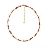 Rainbow Beaded <br/> Double-Strand Necklace <br/> Red