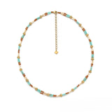 Rainbow Beaded <br/> Double-Strand Necklace <br/> Turquoise