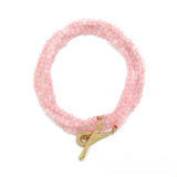 T Clasp Necklace/Bracelet Oval <br/> Pink Quartz 3mm