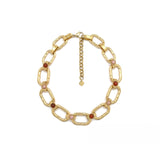Gold Rectangular Link Chain Necklace <br/> Cornaline