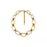 Gold Rectangular <br/> Link Chain Necklace <br/> Tiger's Eye