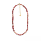Rondelle Necklace <br/> w/ Stone & Rhinestone Rhodonite