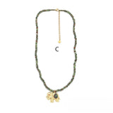Washer-Style Necklace <br/> w/ Elephant Charm <br/> Ruby Zoisite
