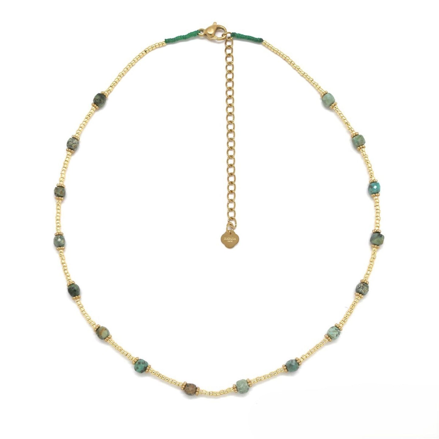 Gold-Plated Hematite <br/> Choker Necklace African Turquoise