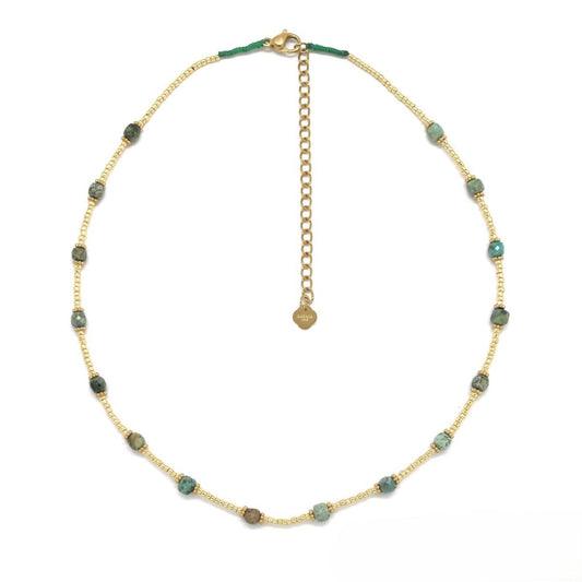 Gold-Plated Hematite <br/> Choker Necklace African Turquoise