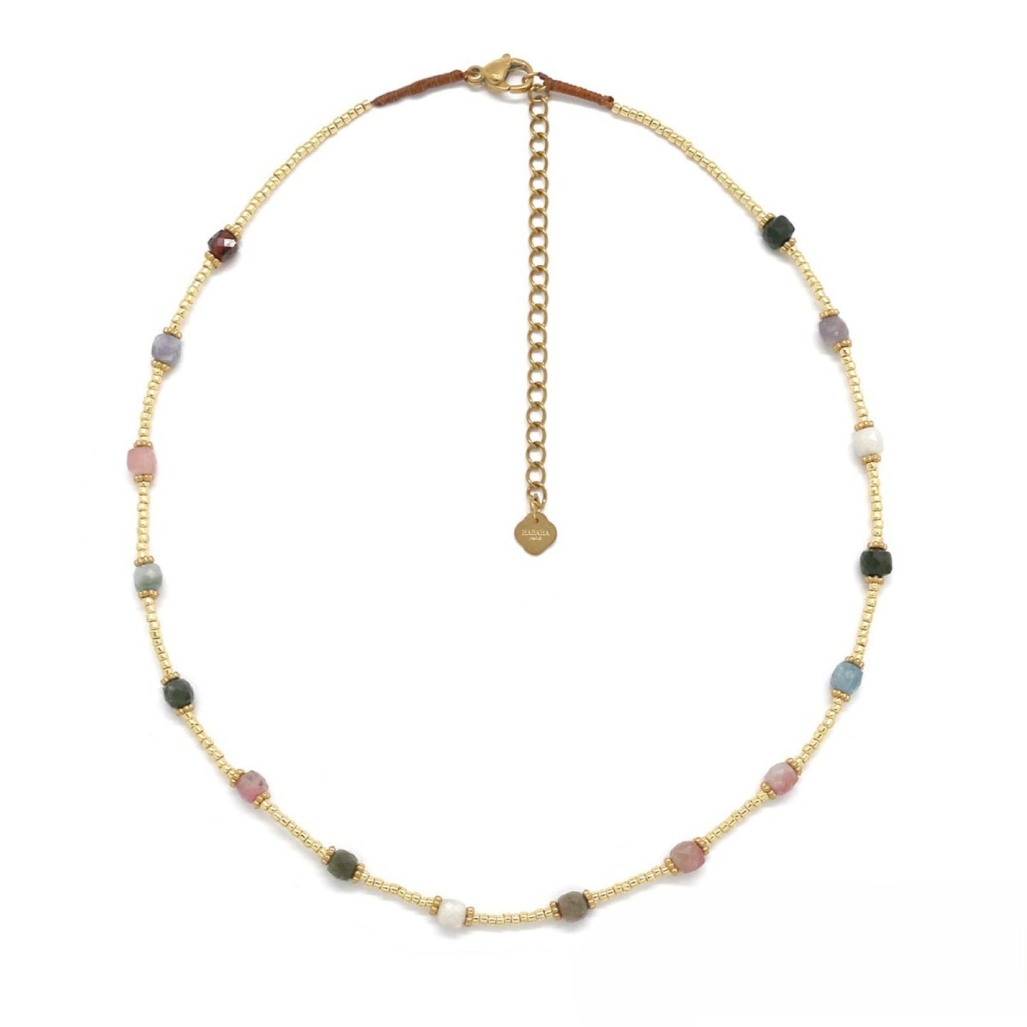 Gold-Plated Hematite <br/> Beaded Choker Necklace Multistones