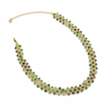 Three Strand Choker Necklace <br/> w/ Pearl & Stone Rubi
