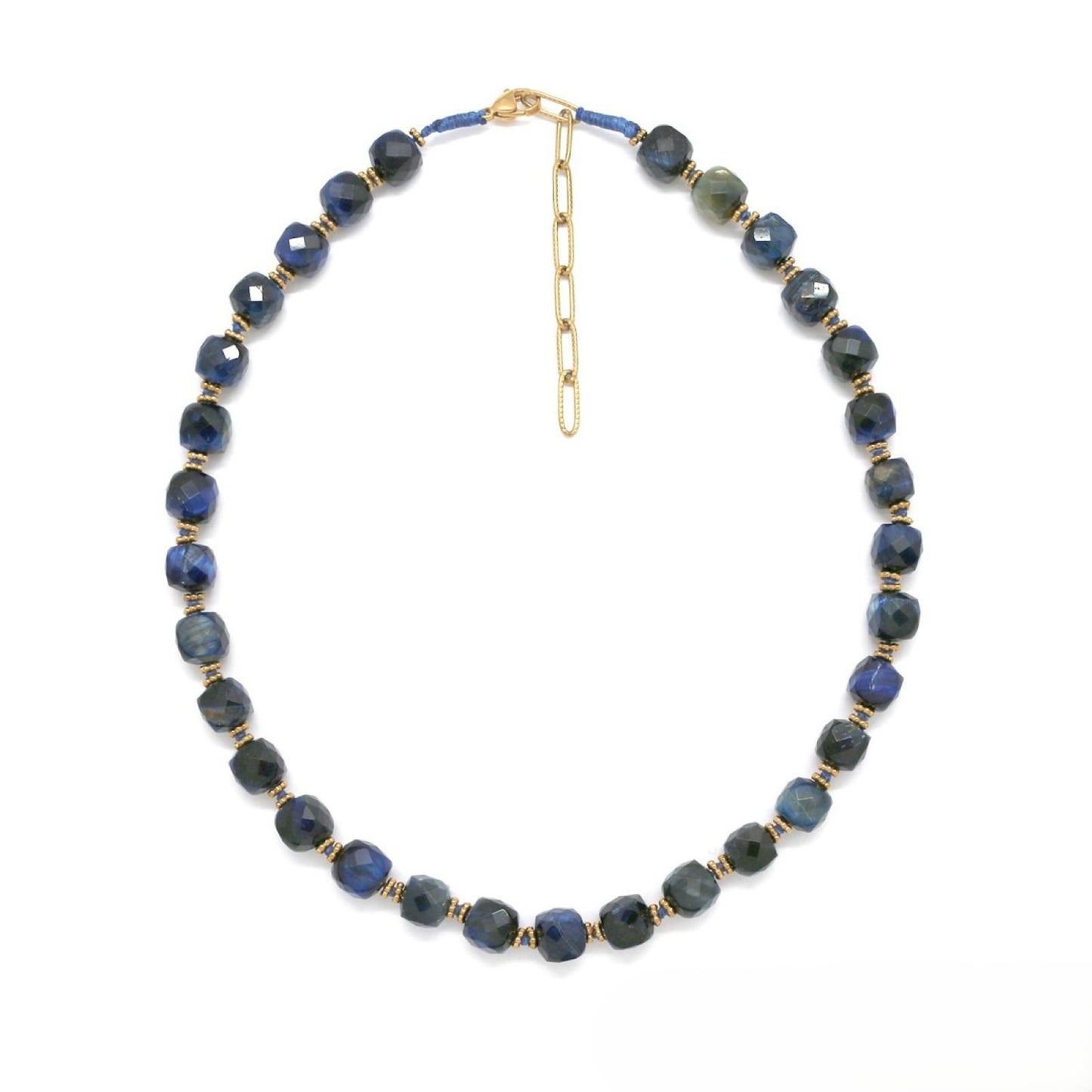 Blue Tiger's Eye <br/> Faceted Cube Necklace