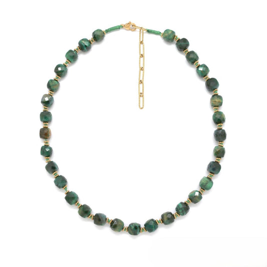 Green Tiger's Eye <br/> Faceted Cube Necklace