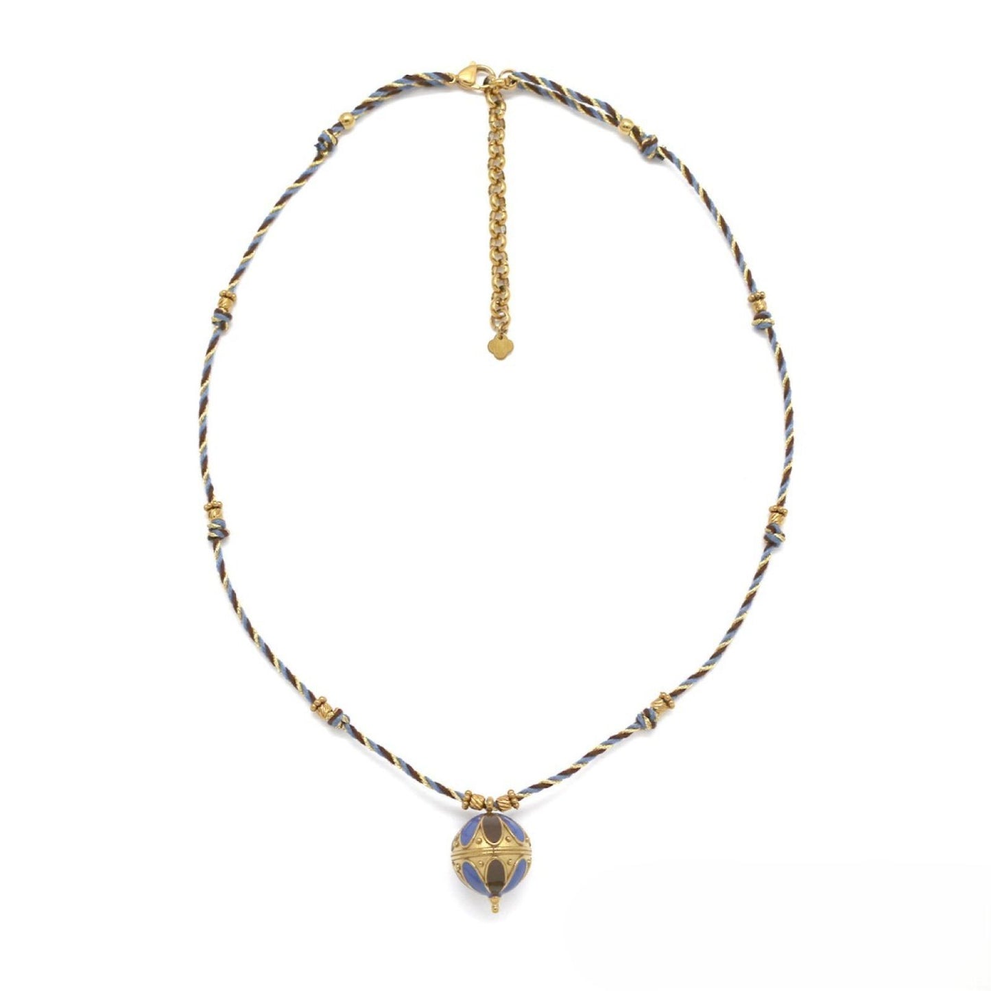 Two-Tone Beaded <br/> Chain Necklace - Blue