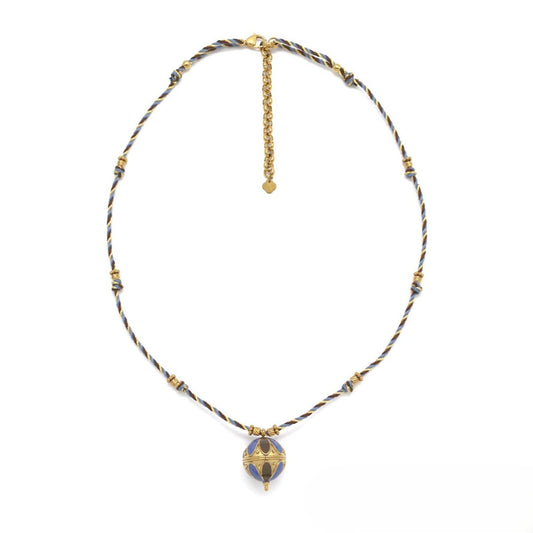 Two-Tone Beaded <br/> Chain Necklace - Blue