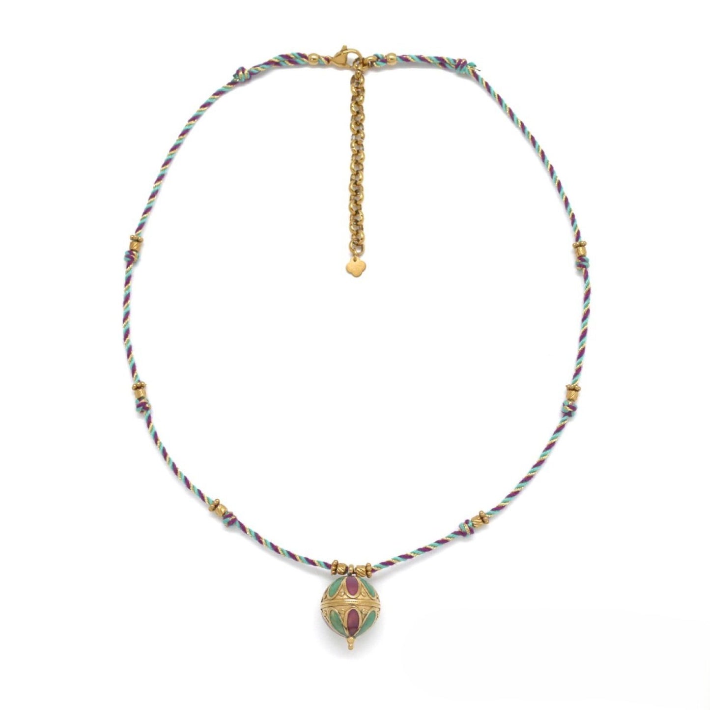 Two-Tone Beaded <br/> Chain Necklace - Turquoise