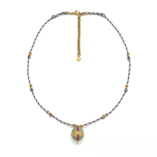 Two-Tone Beaded <br/> Chain Necklace - Turquoise