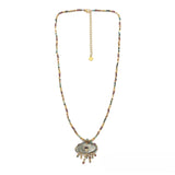 Multi-Stone Beaded Necklace <br/> Eye Pendant Sewn Onto the Hand <br/> African Turquoise